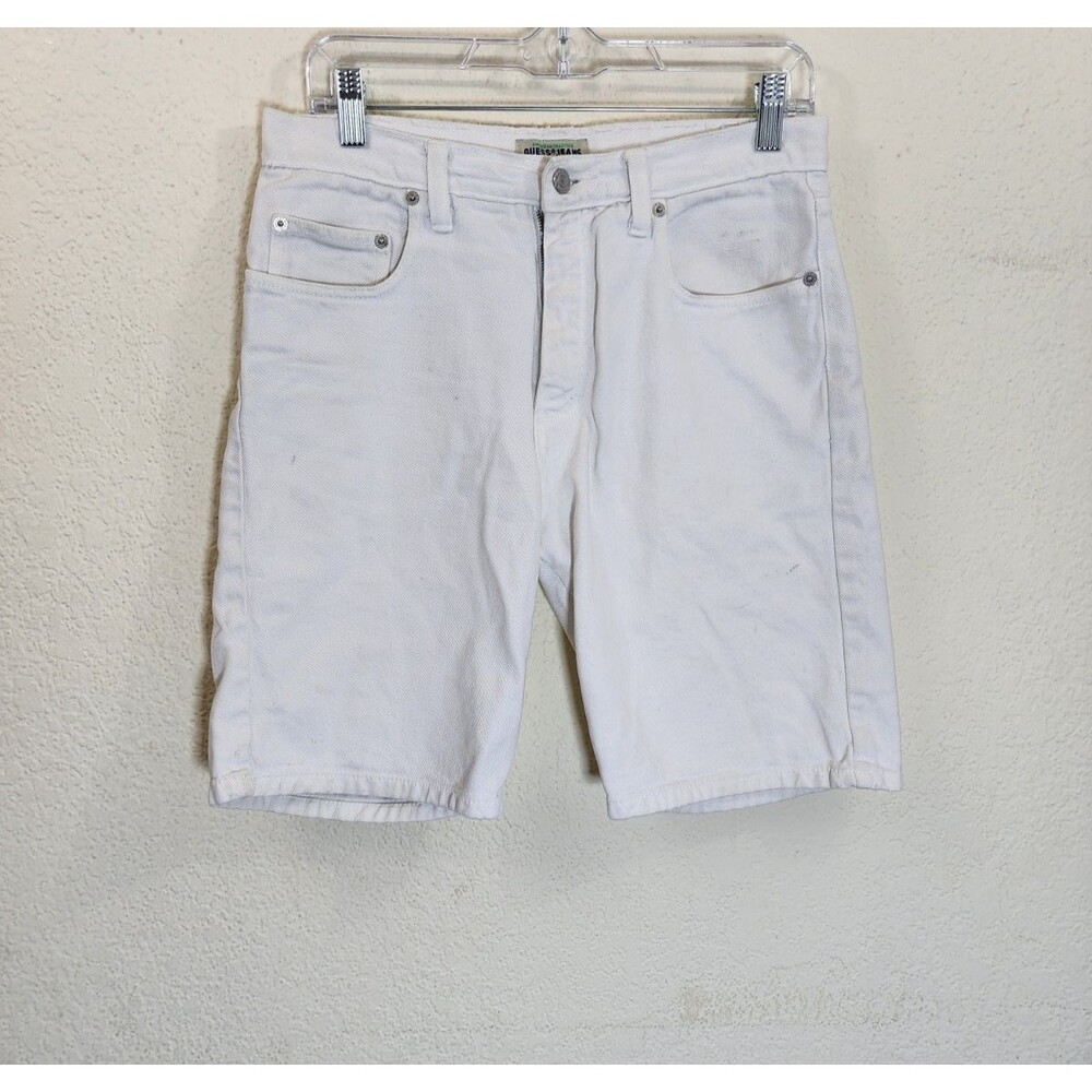 Vintage Guess Jeans Mens 30 White Denim Shorts Jorts Button Fly 90s Skater